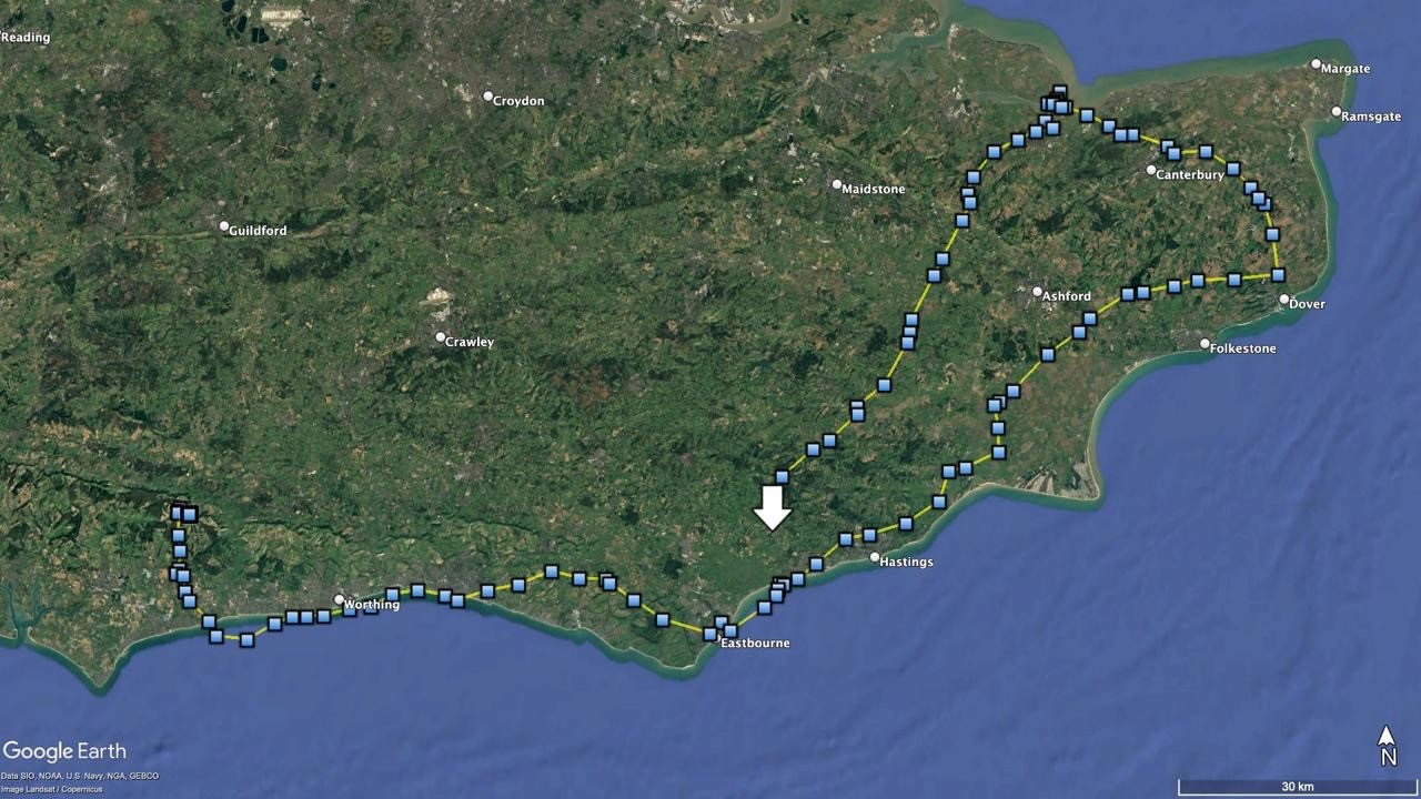 White tailed Eagle flight path